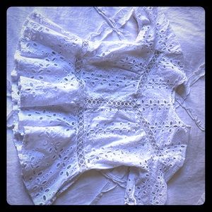 Eyelet peplum blouse